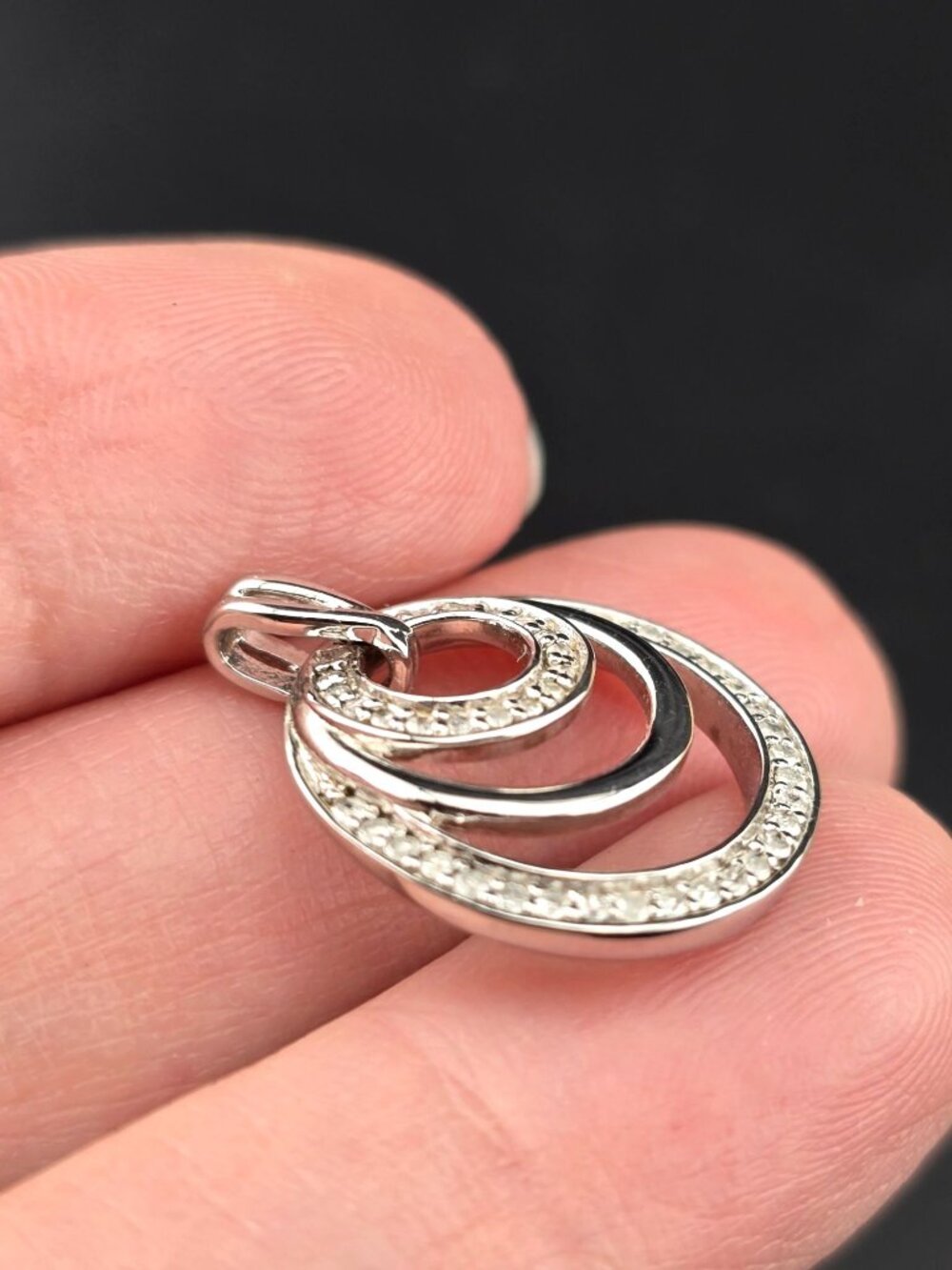 Sterling Silver Necklace Box Chain with CZs SAI 26" - Picture 5 of 12
